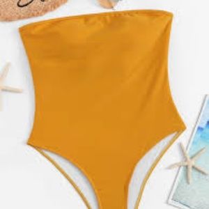Knot Back Bandeau One Piece Swimsuit